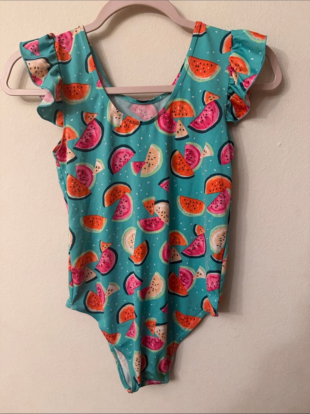 Source Unknown Kids One-Piece Swimsuit - Aqua with Multicolor Watermelon Print